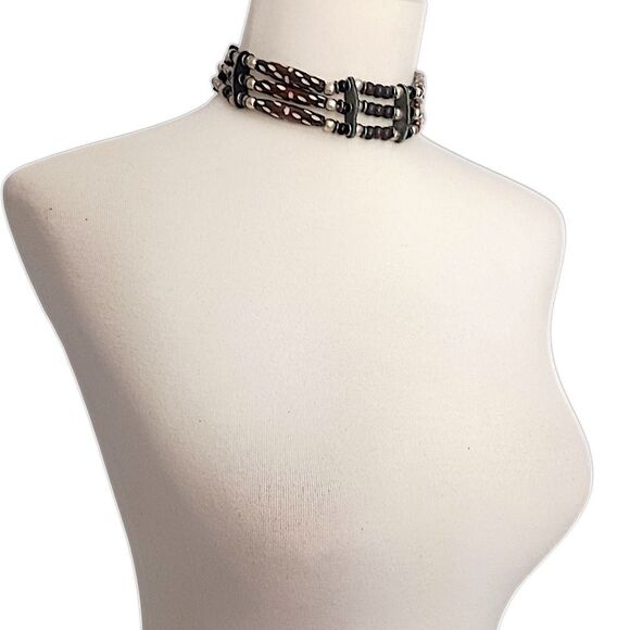 Native American Style Choker Necklace Ceramic Beaded Tribal Ethnic Bohemian - Picture 8 of 16